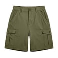 thumbnail image 5 of Cotton Cargo Bermuda Shorts for Women High Waisted Straight Leg Relaxed Fit Cargo Breathable Durable Cargo Shorts with Multi-pocket , #02 Army Green, L, 5 of 6