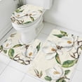 thumbnail image 3 of Botanical Flowers Bath Mat 3 Piece Bathroom Rug Set, Vintage Rustic White Floral Leaves Non Slip Bath Rug Contour Mat and Toilet Lid Cover, Absorbent Shower Mats Soft Bath Rugs and Mats Sets, 3 of 8