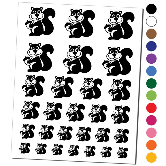 Squirrel Holding Acorn Water Resistant Temporary Tattoo Set Fake Body Art Collection - Light Pink