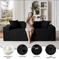 thumbnail image 3 of Aukfa 3 Piece Boneless Couch Set, 81" 3 Seat Cloud Sofa for Living Room, 2 Cup Holders&Storage Pocket, Corduroy, Black, 3 of 8