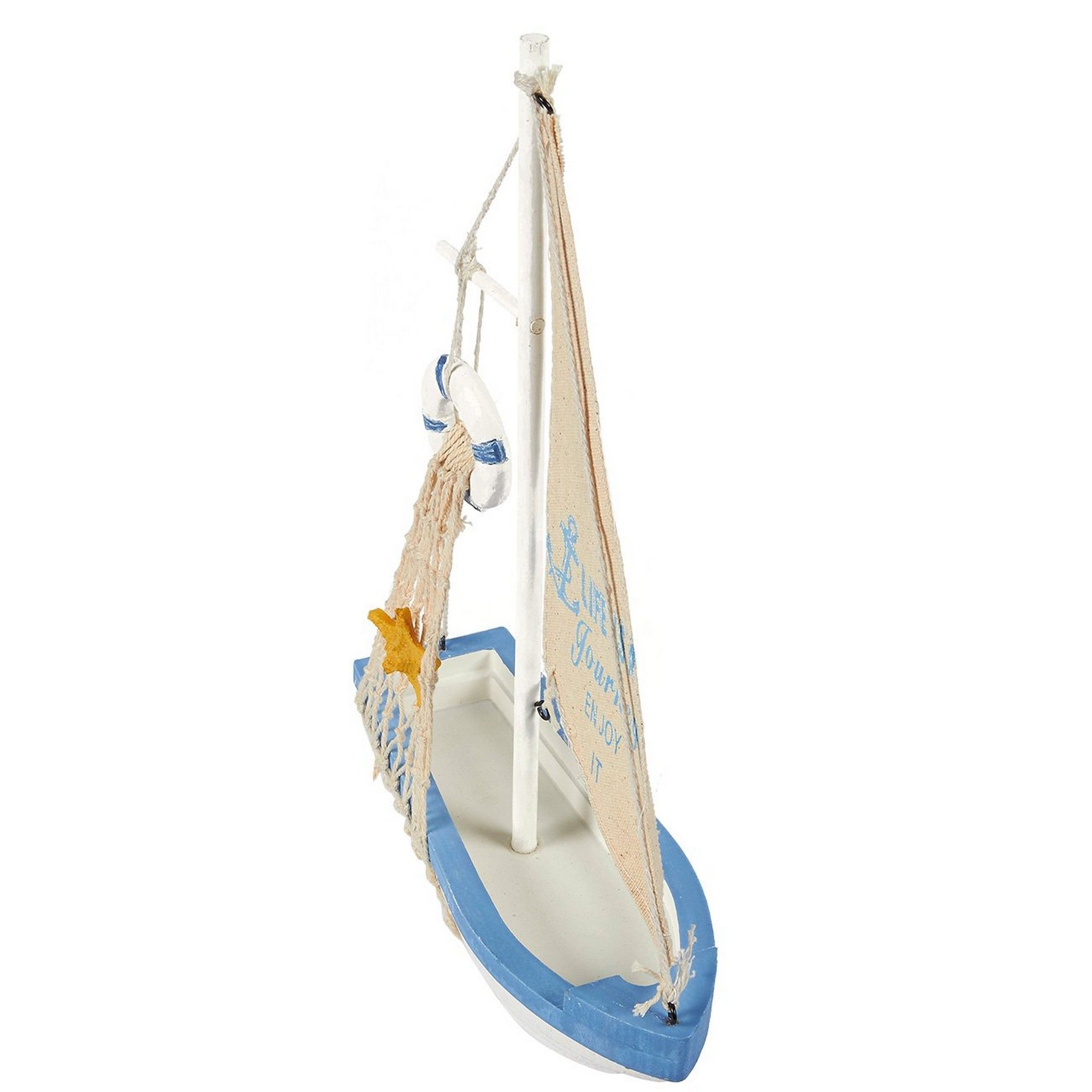 Juvale Wooden Beach Boat with Shelves for Nautical Home Decor 3.34 x 13.3 Inches