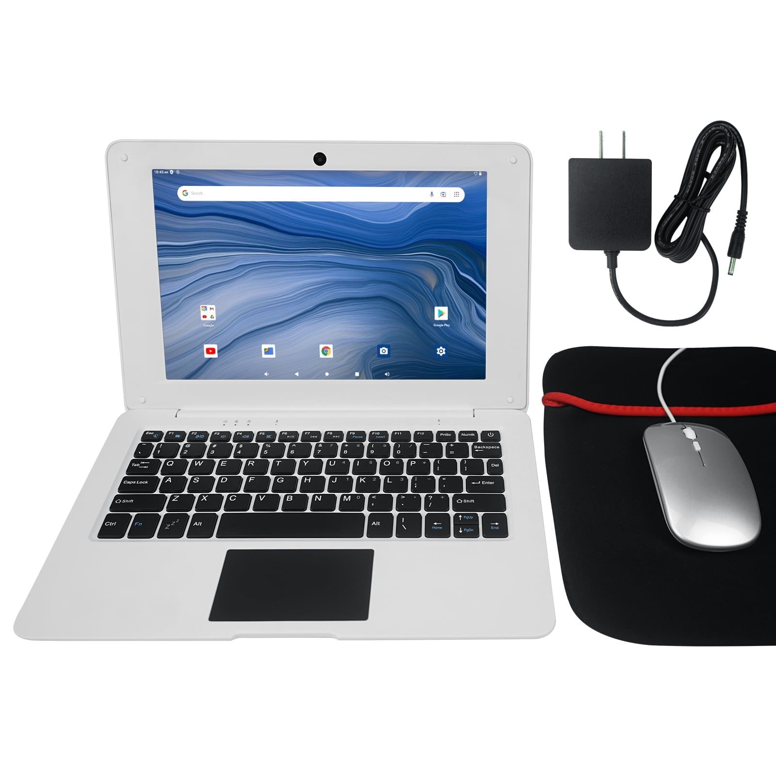 CHIBBS 10.1" Inch Portable Kids Laptop Computer Powered by Linux-Android 12 OS, Bluetooth, Wi-Fi- White