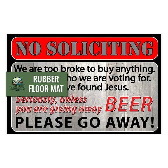 Rivers Edge Products Rubber Door Mat, 26" x 17" Anti-Slip Indoor or Outdoor Rug, All Weather Welcome Mat for Front Door, House Entryway, Patio, or Garage, No Soliciting