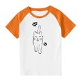 thumbnail image 2 of SGFCWSX Girls Short Sleeve Raglan T-Shirt, Teens Regular Fit Crew Neck Graphic Tees Summer Tops Orange Size 13-14 Years, 2 of 8