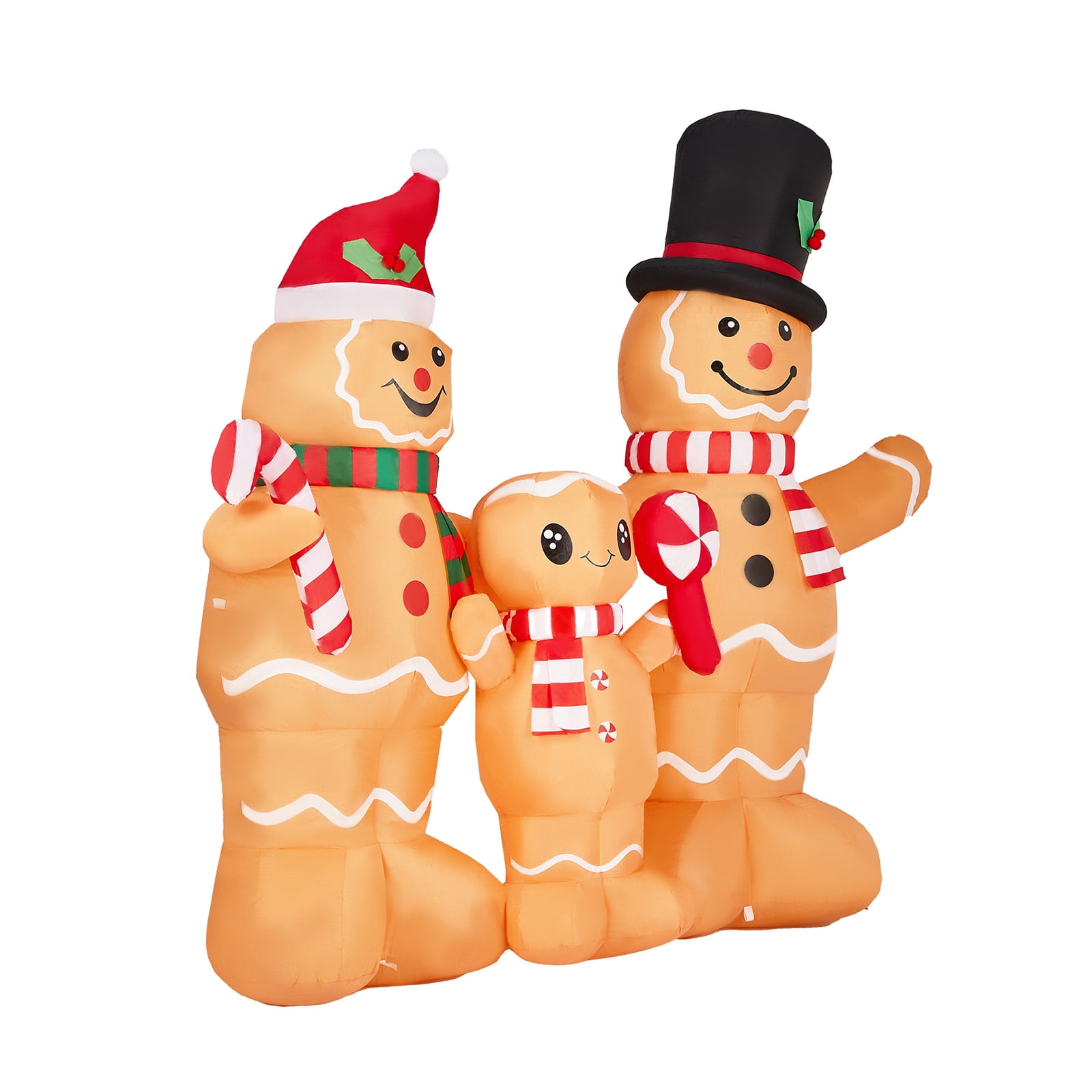 Astoutdoor 6.3 ft Lighted Christmas Inflatable Gingerbread Man Family Decoration with Built-in LED Lights