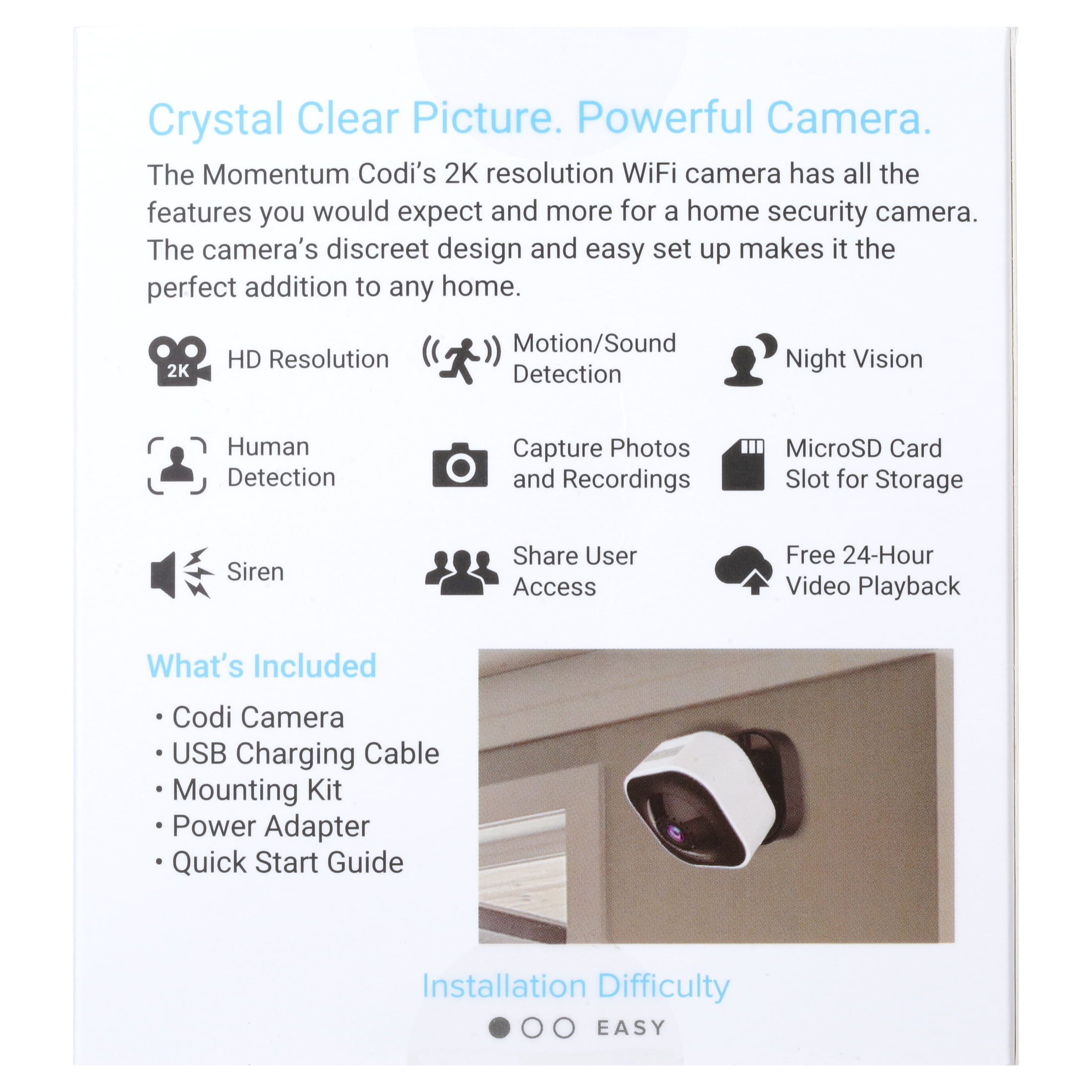 Momentum Codi 2K HD Wi-Fi Camera, Black - Walmart.com