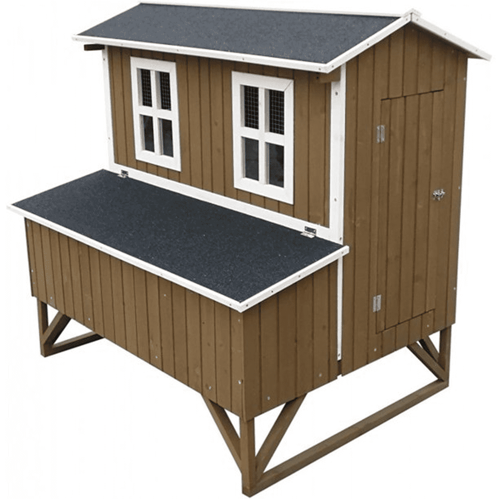 Omitree Deluxe Solid Wood Chicken Cage House Coop 4 Nesting Boxes