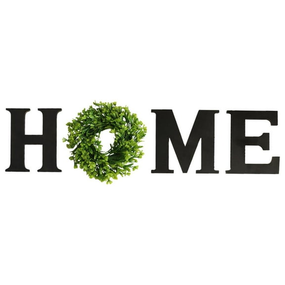 Wall Hanging Sign Wooden Letter Sign Green Wreath LOVE Word Sign Artificial Eucalyptus for Party Livingroom Bedroom Wedding Front Black