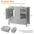thumbnail image 3 of Grey MDF Lacquered Double Door & 2-Drawer Bathroom Vanity Cabinet with Decorative Molding - 91x46x82cm, 3 of 11