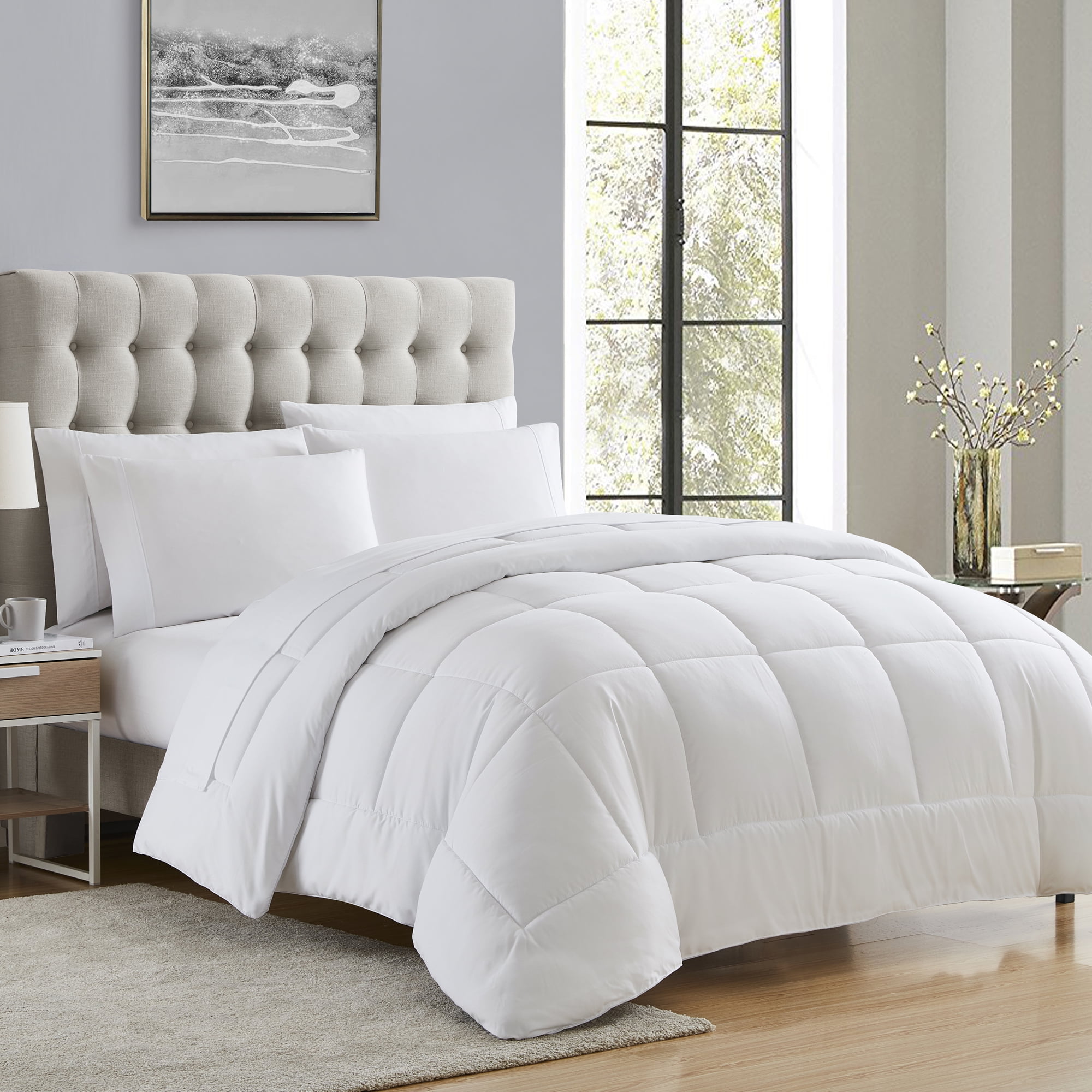 Empire Home Essentials Down Reversible 7 piece comforter With Sheet White/Gray 
