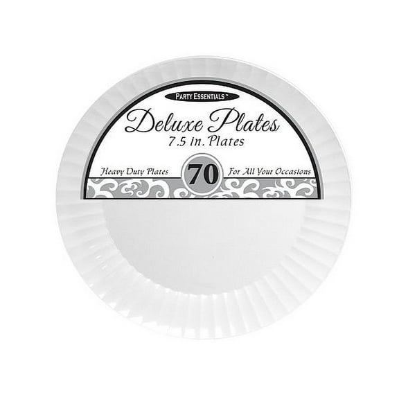 1 - Party Essentials 7.5" Deluxe Salad Plates - White 70 Ct.