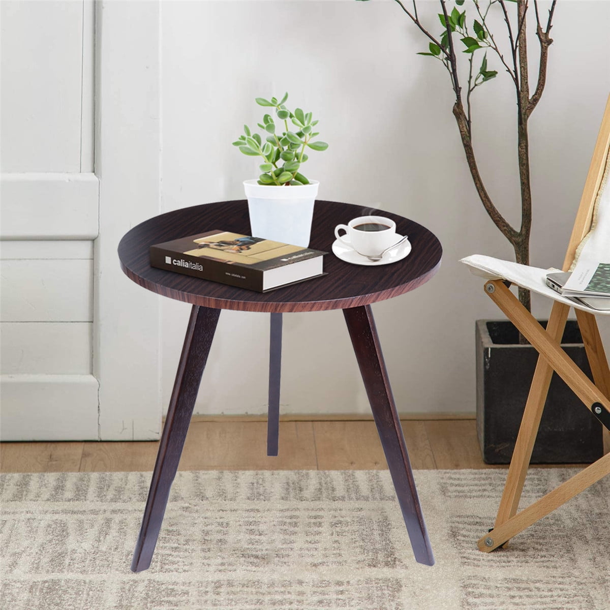 Lusimo Round End Table Modern Side Table Wooden End Table Accent Coffee ...