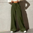 thumbnail image 2 of Wide Leg Sweatpants Womens Comfy Cotton Elastic Waist Drawstring Jogging Lounge Trouser Pants with Pockets (M, Green), 2 of 7