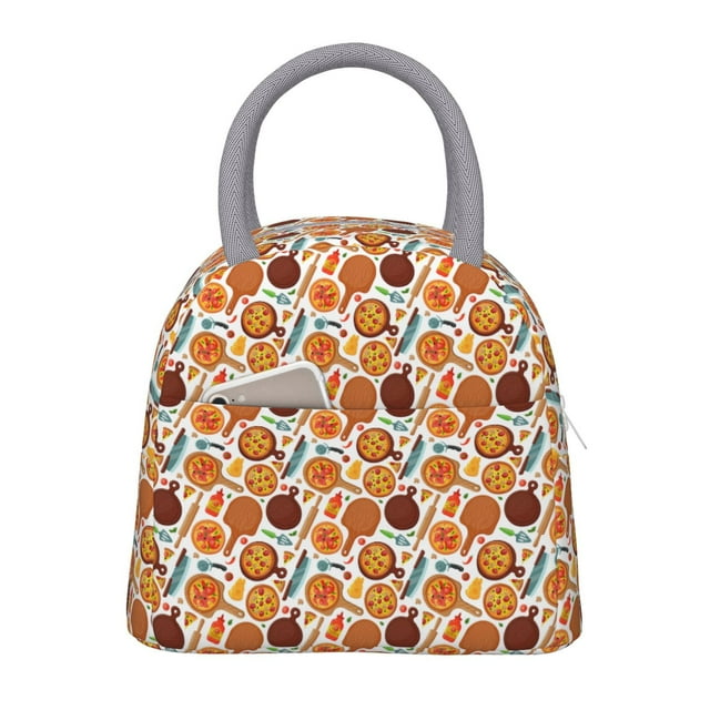 Fotbe Hot Fresh Pizza Bolsa de Almuerzo con Estampado, Lonchera Aislada, Contenedor de Comida Reutilizable Tipo Cooler a Prueba de Fugas