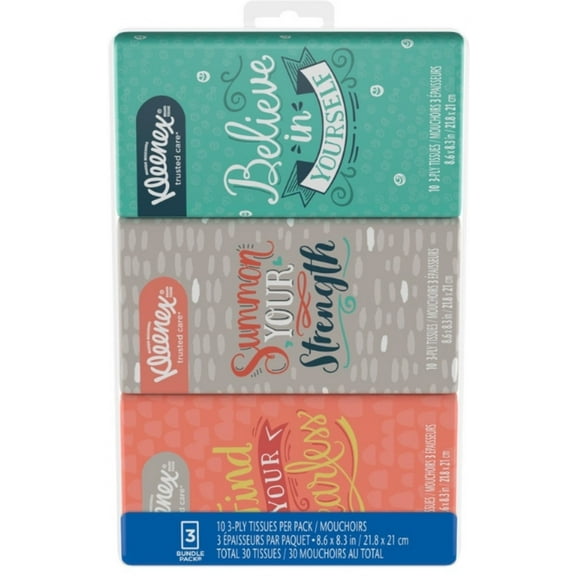 KLEENEX Go Pack Facial Tissue, 3 ea (Pack of 2)