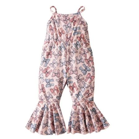 

JDEFEG Clothes Toddler Girl Toddler Girls Sleeveless Floral Prints Romper Bell Bottoms Jumpsuit Clothes 2T Girl Romper Pajamas for Teens Girls Pajama Sets Red 110