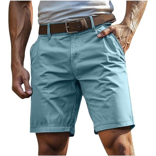 Shorts for Men Sports Fitness Outdoor Zipper Pockets Button Solid