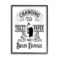 Stupell Industries Change Toilet Paper Vintage Style Humor Typography Graphic Art Black Framed Art Print Wall Art, Design by Lettered and Lined