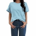 thumbnail image 2 of Endives Women's Short Sleeve T-shirt Round Neck Solid Color Womens Tops Summer Tee, 2 of 4
