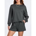 thumbnail image 6 of nvzhuang Women Workout Outfits Set Pullover Sweatshirt and Running Shorts with Pockets, 6 of 9