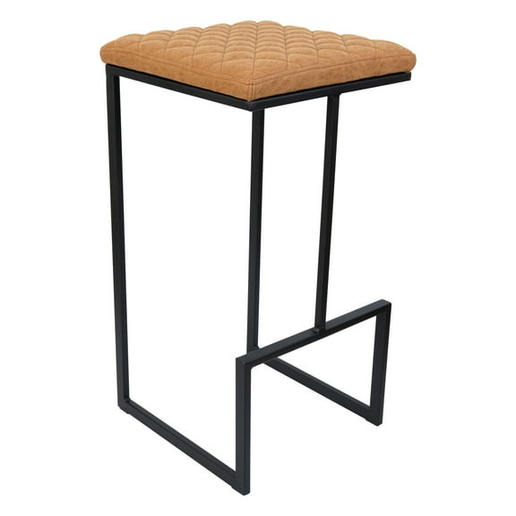 Bar Stools for Kitchen Island - Leather Quilted Bar Height Stools - Metal Frame - Stylish & Comfortable