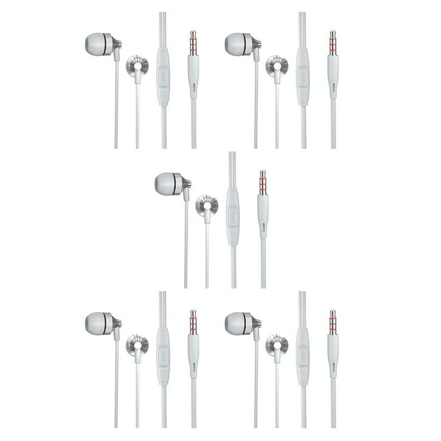 relayinert Metal Hifi Sounds Earbuds For PC Stable Comfortable To Wear Non-Loosing In-ear Wired Earphone Sports silver 5Set