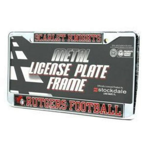 Rutgers Scarlet Knights Silver License Plate Frame W/domed Insert - Black Background