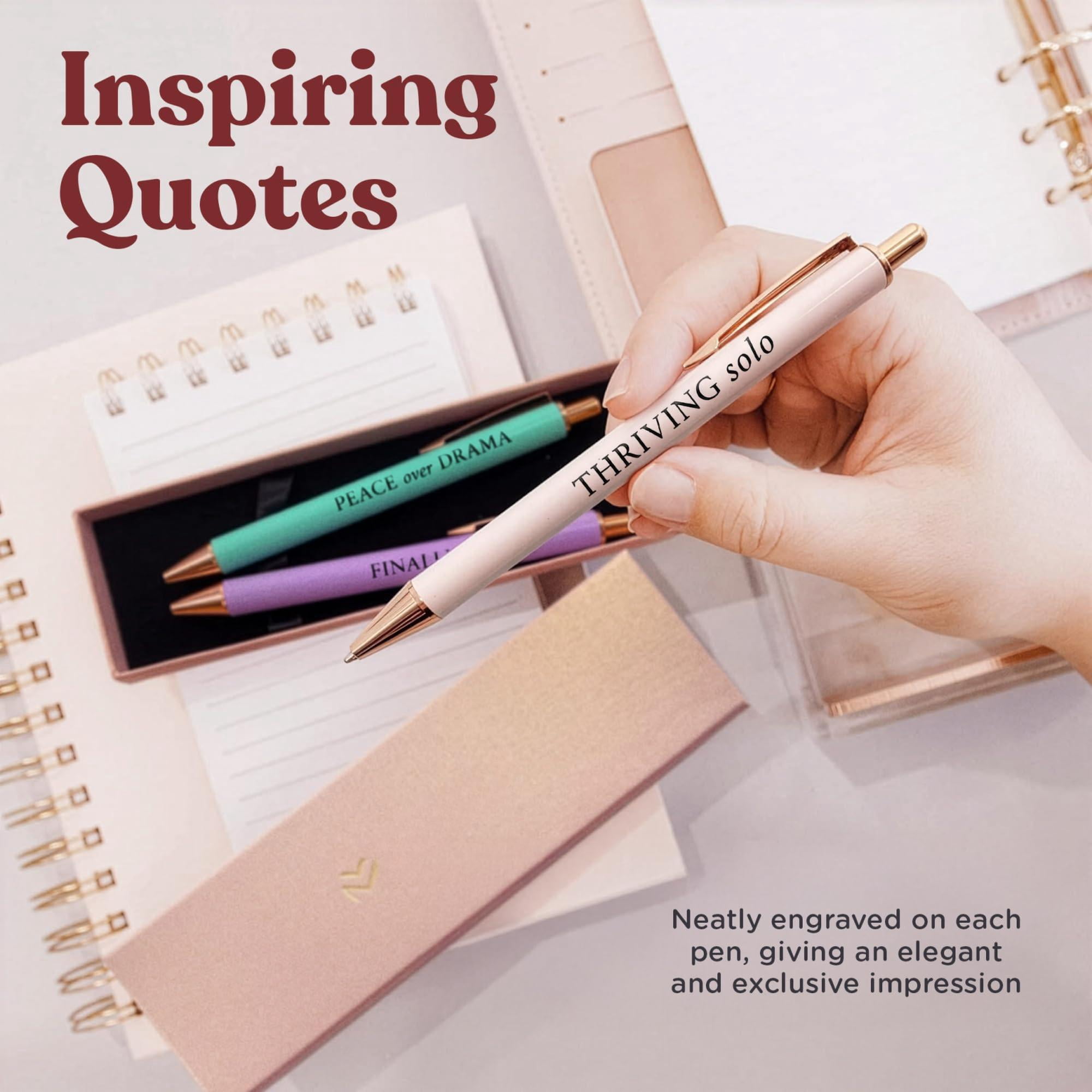 3pcs High End Luxury Happy Divorce Gifts For Women  Strong Woman Gift To Cheer Someone Up Break Boss & Friends. German-ink 1mm Swiss-tip Motivational Pens