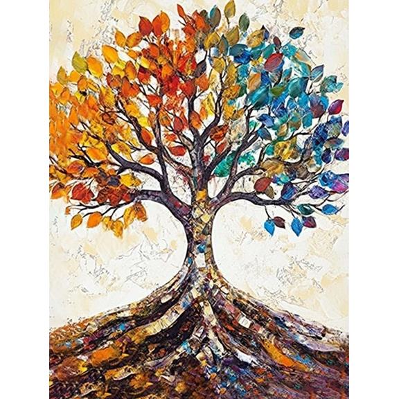 Colorful Tree of Life Canvas Wall Art, Perfect for Living Room, Bedroom, Office, Dining Room, and Hallway Decoration.
