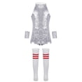 thumbnail image 2 of inhzoy Kids Girls Shiny Sequins Cheer Leader Outfits Top Shorts Socks Cuffs Set, 2 of 7
