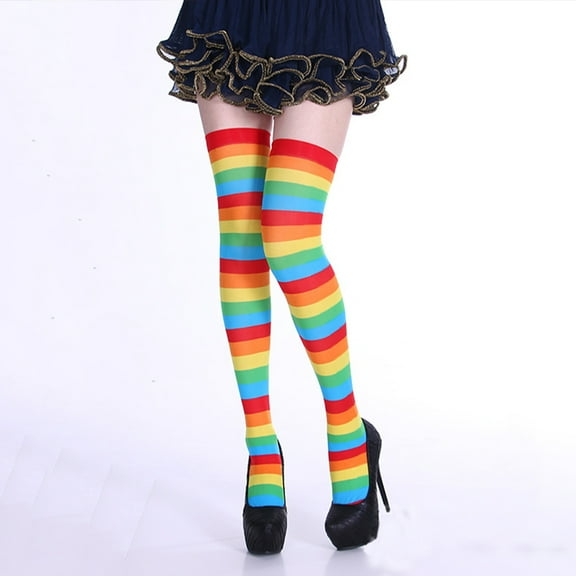 FRCOLOR  2 Pairs Striped Stockings Clown High Carnival Halloween Costumes Colorful