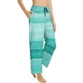 thumbnail image 2 of Disketp Teal Turquoise Print Women'S Comfy Pajama Pants Casual Drawstring Palazzo Lounge Wide Leg Pants, 2 of 9