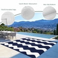 thumbnail image 3 of Outdoor Rug 3x5 ft Navy Blue and White Stripes Outdoor Large Area Rug Non Slip Rubber Sea Wave Front Door Mat RV Rug Camping Carpet Patio Outdoor Rugs for Backyard Balcony Deck Porch Indoor, 3 of 9