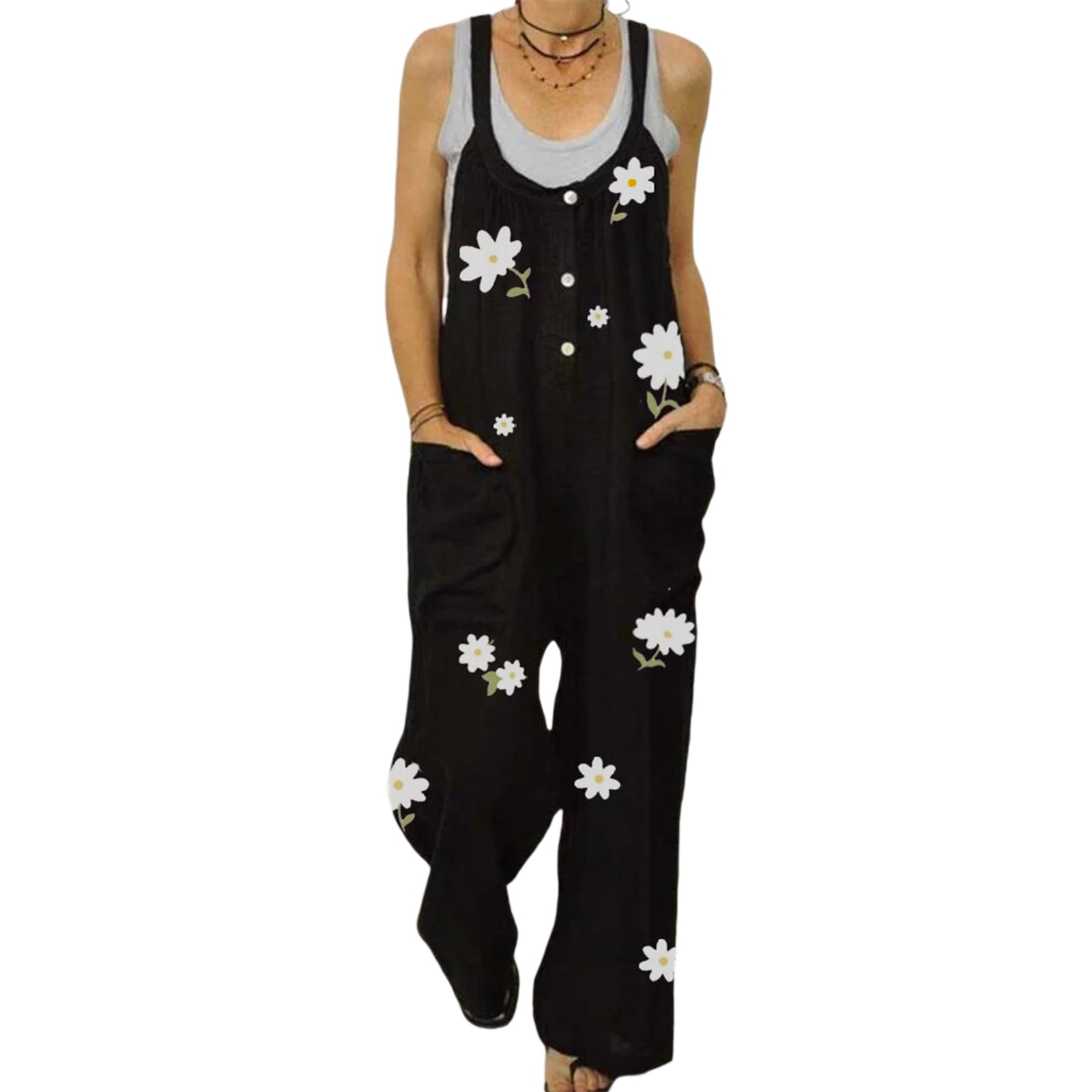 Womens Overalls Loose Fit Fashion Boho Casual Work Beach Vintage Y2K 90s Baggy Pants Wide Leg Rompers Jumpsuits
