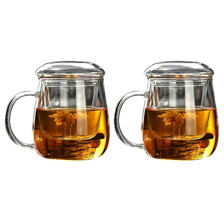 

2X 380Ml Tea Mug with Lid Filter Coffee Cups Tea Set Mugs Beer Drink Office Mug Drinkware Glass Cup Chinese Style