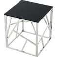 thumbnail image 4 of 20 Inch Modern Glass End Table with Geometric Metal Frame, Accent Table Nightstand Furniture Corner Table for Living Room,Home Office (Silver15), 4 of 9