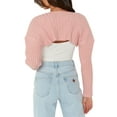 thumbnail image 6 of Women Y2k Knit Crochet Shrug Long Sleeve Crop Top Bolero Cardigan Contrast Color Vintage Cropped Shrug Sweater, 6 of 7