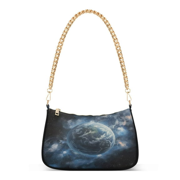 Ryvnso Planet Space Womens Chain Shoulder Bag Tote Handbags Clutch Hobo Purse with Zipper for Travel