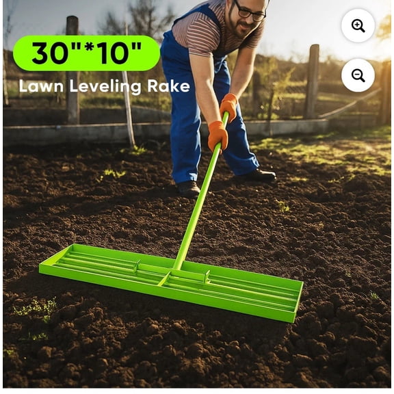 Steelite Lawn Leveling Rake 30"x10" Level Lawn Tool 72” Steel Extended Handle
