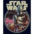 thumbnail image 2 of Men's Star Wars: The Mandalorian Grogu and Din Djarin Retro Circle Graphic Tee Navy Blue Medium, 2 of 5