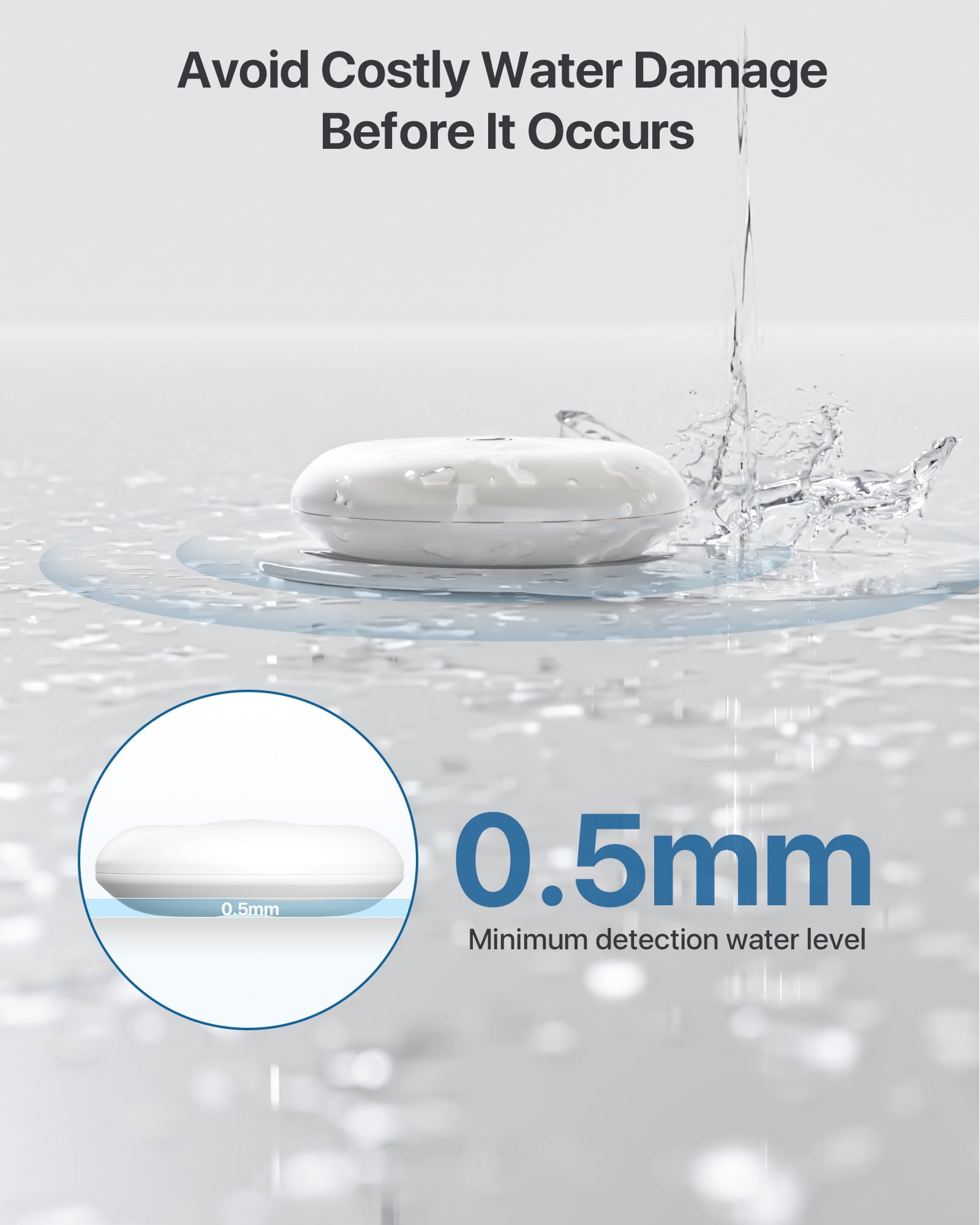 Loocam Water Leak Detector 3 Pack, Wireless 2.4GHz WiFi & Zigbee, Loud Alarm Sound & APP Notification, Mini Water Leak Alarm Sensor IP66 Waterproof for Home Security