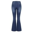thumbnail image 6 of Jacenvly New Trousers for Women Long Pants Fashion Solid Comfort Waist Flare Pants Mid Waist Comfort Fit Comfort Waist Plus Size Jeans Pocket Navy XL, 6 of 7