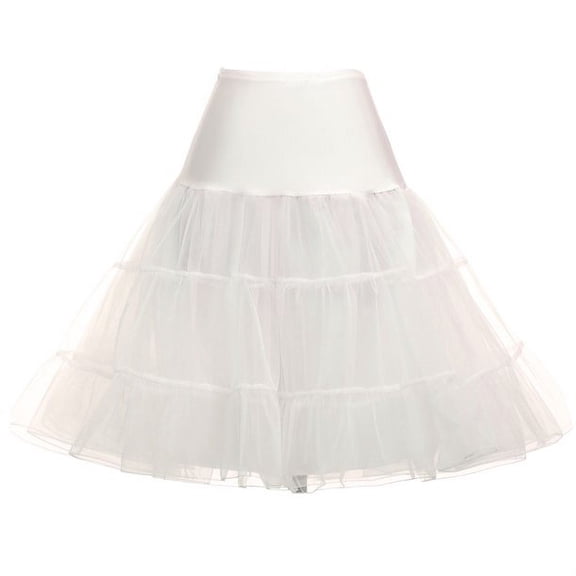 Women's Petticoat Tutu Skirt 50s Vintage Rockabilly 26" Length Swing Dress Underskirt ivory