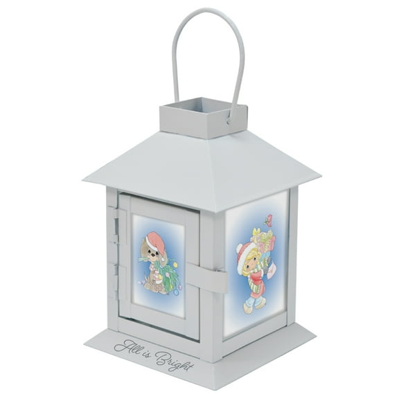 Precious Moments All Is Bright White 6 x 4 Glass Steel Holiday Lantern