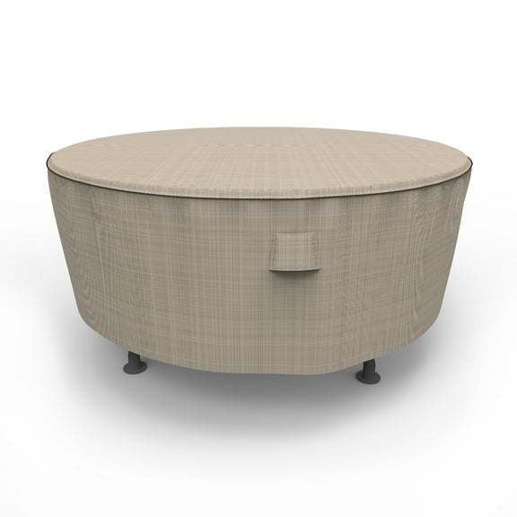 Budge Round Patio Table Cover, Large, 60"x28",Tan Tweed, English Garden