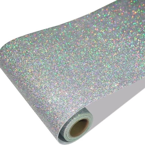 Zhuge 118.1" x 3.9" Glitter Peel and Stick Wallpaper, Self-Adhesive Removable Glitter Contact Paper for Wall, Dresser, Countertop & Craft Decor Projects, Silver