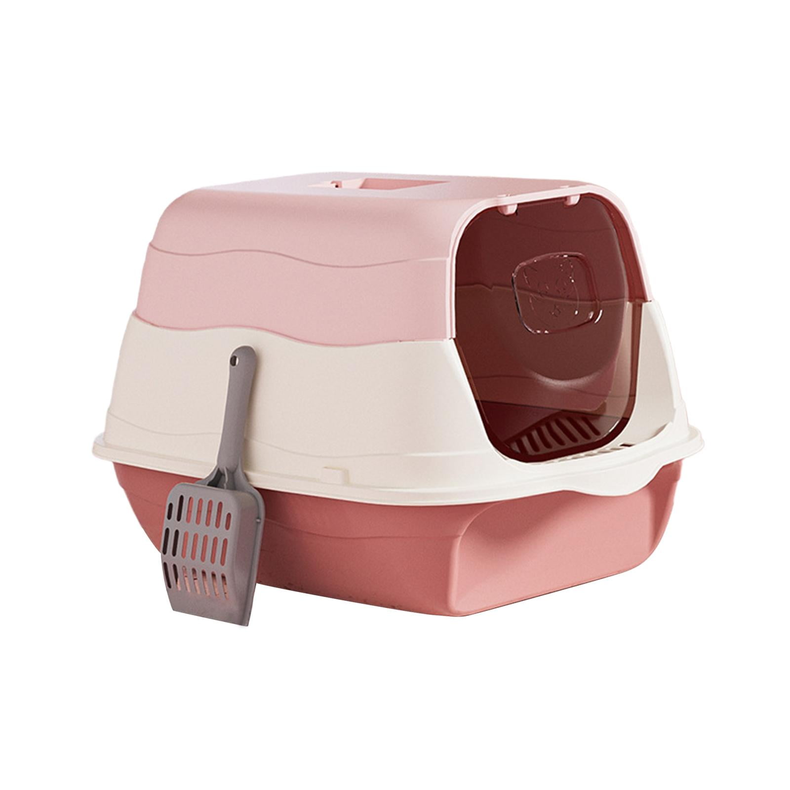 Bvdfgk Hooded Cat Litter Box Enclosed and Covered Cat Toilet Hooded Pet Litter Tray for Pink