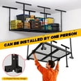 thumbnail image 5 of YOHKOH 3 x 8FT Overhead Garage Storage Rack, Adjustable Ceiling Storage Racks, Garage Shelving Heavy Duty Storage Organizer System,600lbs Weight Capacity (Black), 5 of 8