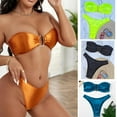 thumbnail image 4 of ZPAQI Womens Two Piece Bandeau Swimsuits Sexy U-ring High Cut Bikini Bathing Suit, 4 of 20