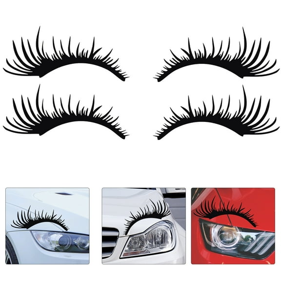Topbathy Fake Lashes for Car Headlights Reflective Black 2 Pairs